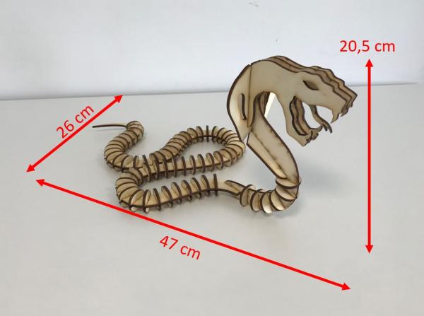 Cobra 3D Holzmodell als Laser Cut Puzzlel - Abmessungen